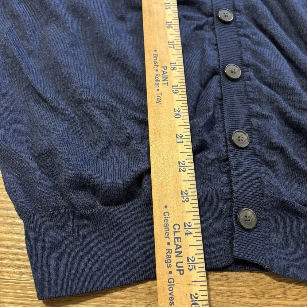 Jos A Bank Traveler Cardigan Sweater Mens *Fits Sz Small* Merino Wool Navy Blue